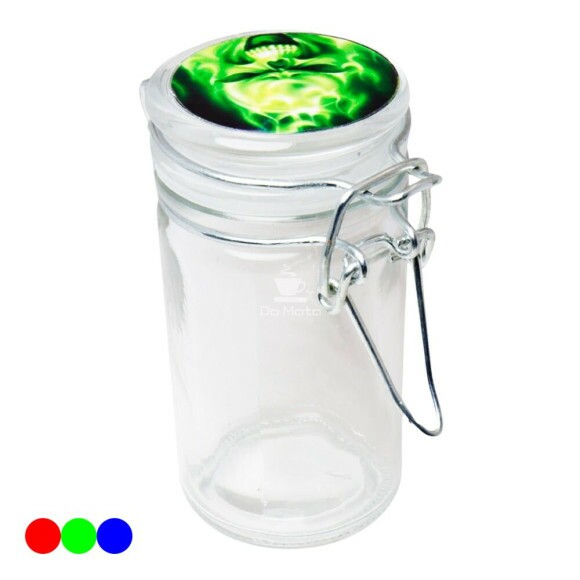 Pote Hermético de Vidro Skull  verde