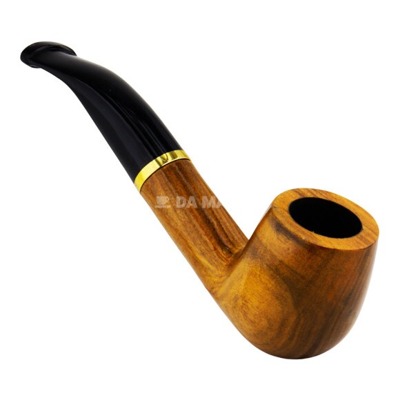 Cachimbo Elite Dourado Curvo Piteira Chifre de frente tabacaria da mata