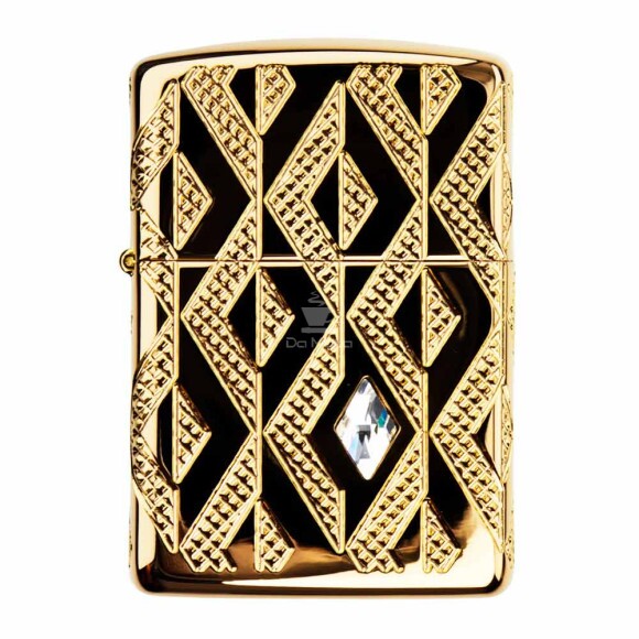 Isqueiro Zippo Geometric Diamond Pattern Design 49702 de frente tabacaria da mata