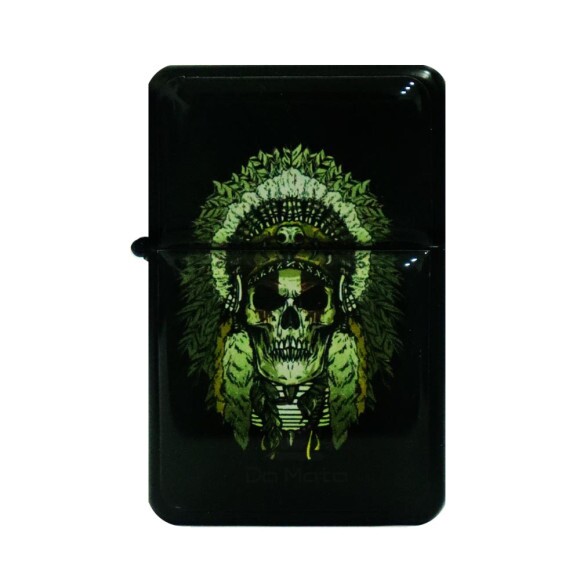 Isqueiro Clássico Indian Skull de frente tabacaria da mata