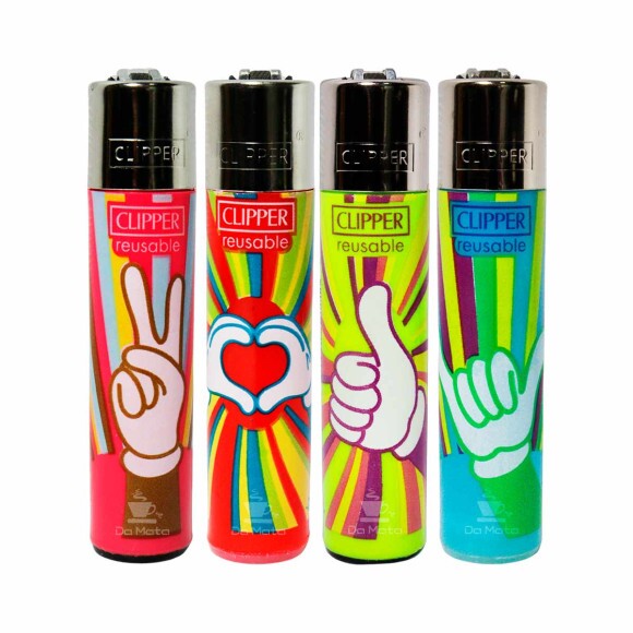 Kit - 4 Isqueiro Clipper Hippie Moments Edição Colecionador