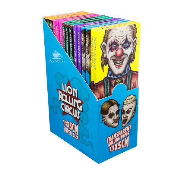 Caixa de Seda Lion Rolling Circus Transparent Super Size tabacaria da mata