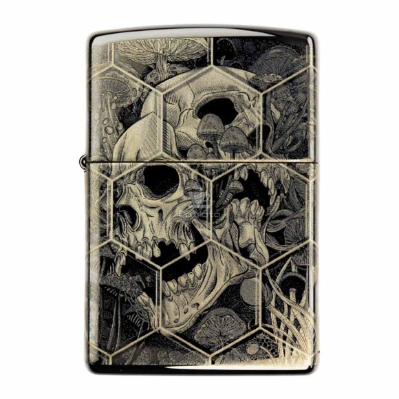 Isqueiro Zippo Trippy Skull Design 46425 de frente tabacaria da mata