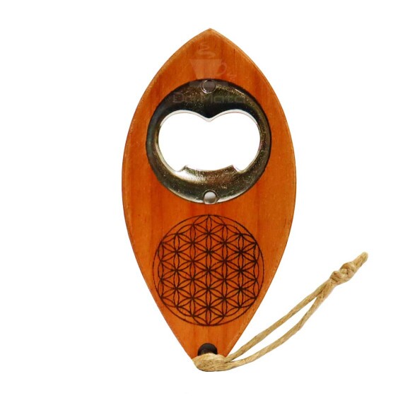 Abridor de Garrafa Wood Burning Flor da Vida
