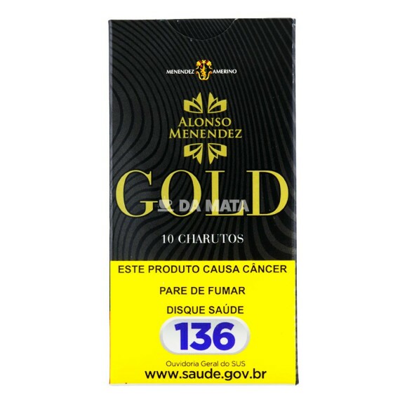 Cigarrilha Alonso Menendez Gold Original C/10un de frente tabacaria da mata