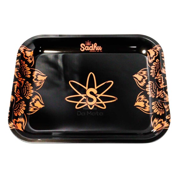 Bandeja de Metal Sadhu Grande Laranja e Preto