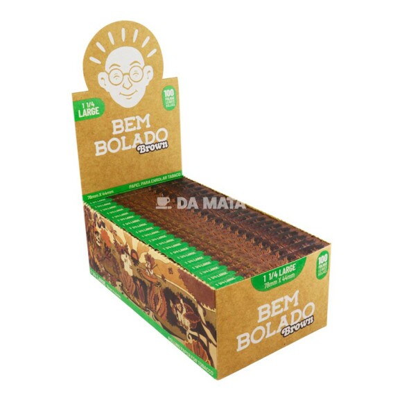 Caixa de Seda Bem Bolado Brown 1 1/4 Large 100 Folhas de frente tabacaria da mata 