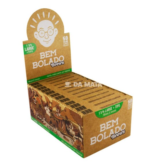 Caixa de Seda Bem Bolado Brown 1 1/4 Large + Tips de lado tabacaria da mata