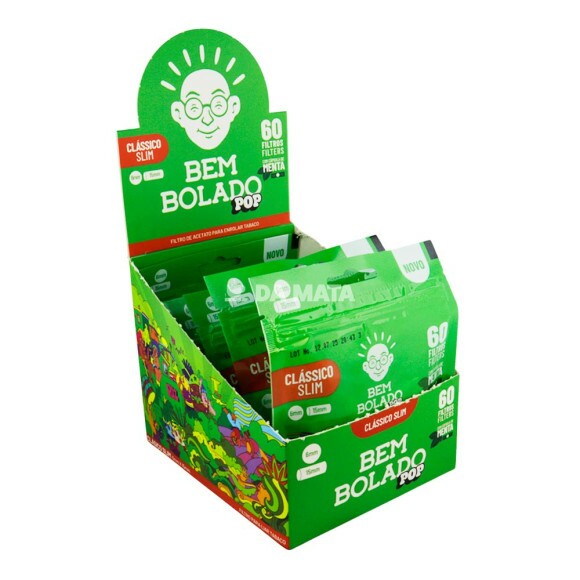 Caixa de Filtro Bem Bolado Pop Mentol Clássico Slim de lado tabacaria da mata