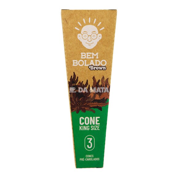 Cone Bem Bolado Brown King Size 3un de frente tabacaria da mata