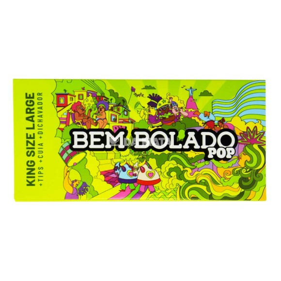 Seda Bem Bolado Pop King Size + Tips + Cuia + Dichavador de frente tabacaria da mata