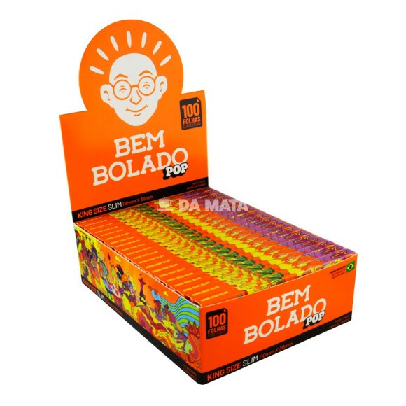 Caixa de Seda Bem Bolado Pop King Size Slim 100 Folhas de lado tabacaria da mata