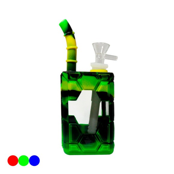 Bong de Vidro e Silicone 11cm verde e preto