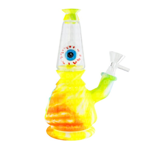 Bong de Silicone e Vidro Eye Tie-Dye 18cm de frente tabacaria da mata