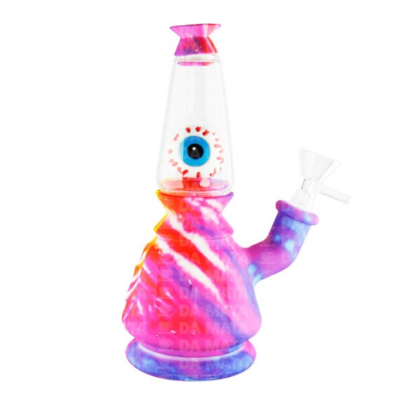 Bong de Silicone e Vidro Multicolor 18cm de frente tabacaria da mata