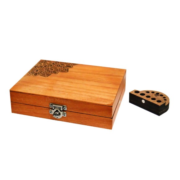 Box Glass Wood Burning Mandala