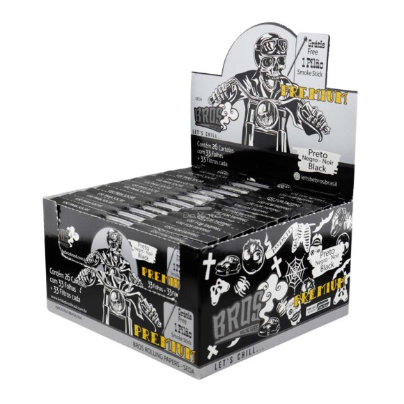 Caixa de Seda Bros Premium Black c/ Piteira e Pilão tabacaria da mata 