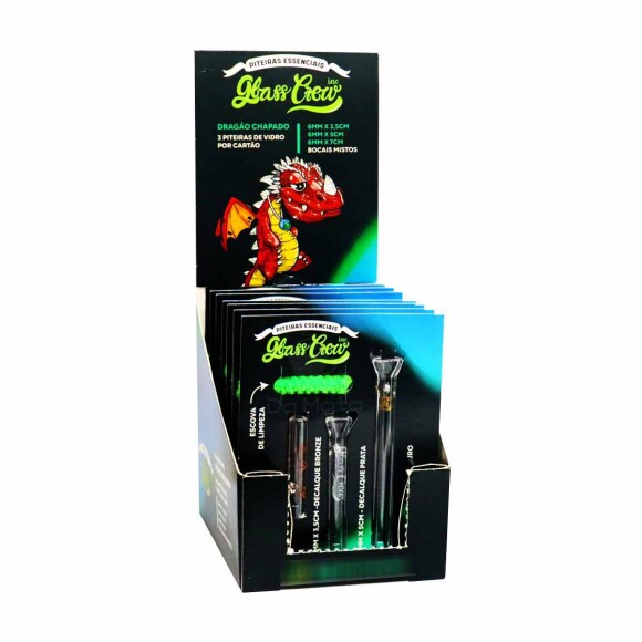 Caixa de Kit de Piteira de Vidro Glass Crew Dragão Chapado 6mm 