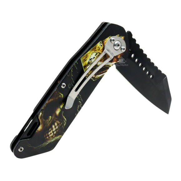 Canivete de Aço Inoxidável Skull aberto