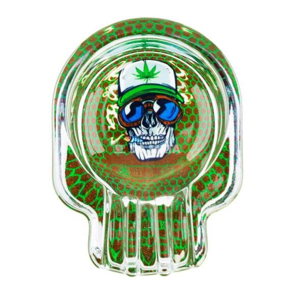 Cinzeiro de Vidro Caveira Premium de frente tabacaria da mata