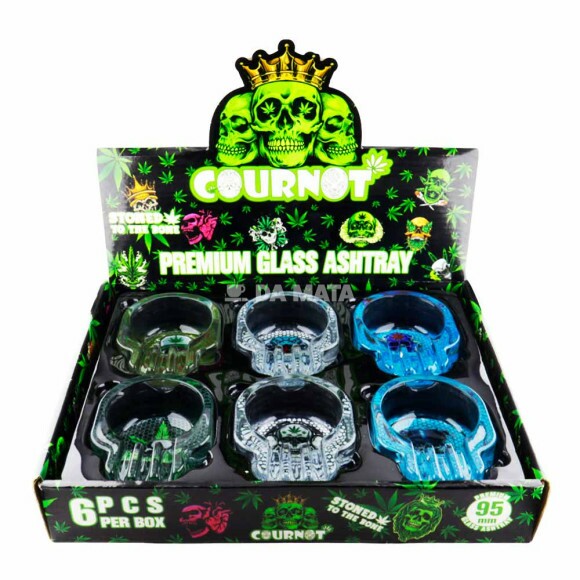 Caixa de Cinzeiro de Vidro Caveira Premium de frente tabacaria da mata