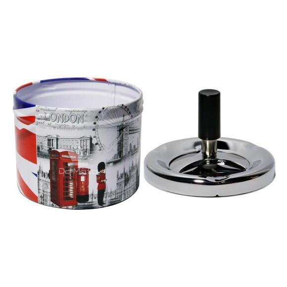 Cinzeiro de Metal c/ Tampa Giratória Flag London
