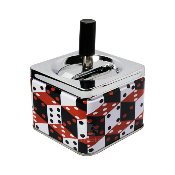 Cinzeiro de Metal c/ Tampa Giratória Dados