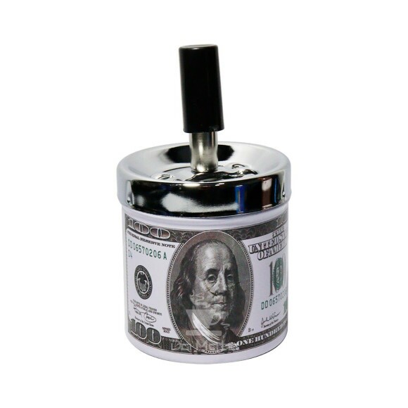 Cinzeiro de Metal Pequeno c/ Tampa Giratória Dólar