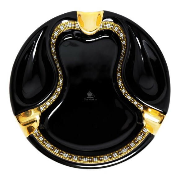 Cinzeiro de Cerâmica Mesa Redondo Preto frente