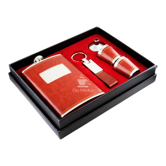 Kit de Cantil Metal 267ml C/ Acessórios de lado tabacaria da mata