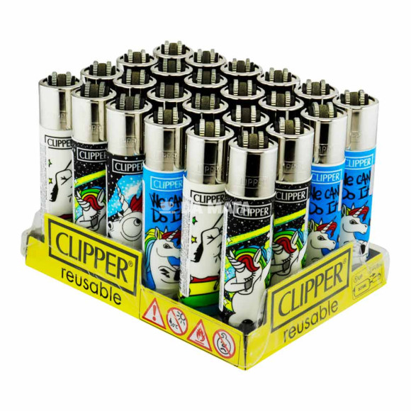 Caixa de Isqueiro Clipper Cool Unicorns de lado tabacaria da mata