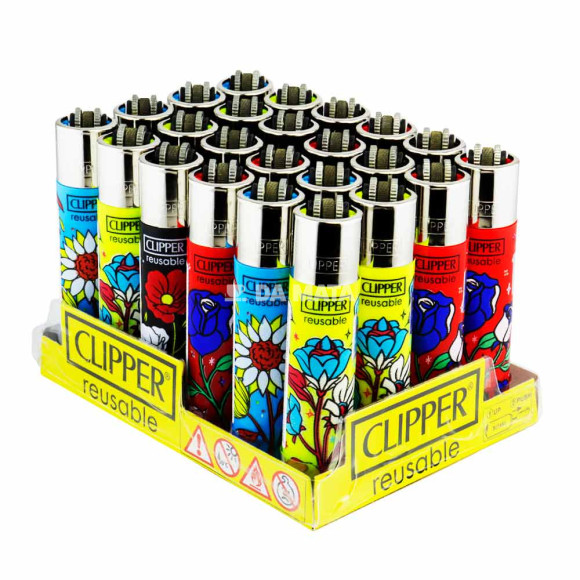 Caixa de Isqueiro Clipper Fall Flowers de lado tabacaria da mata