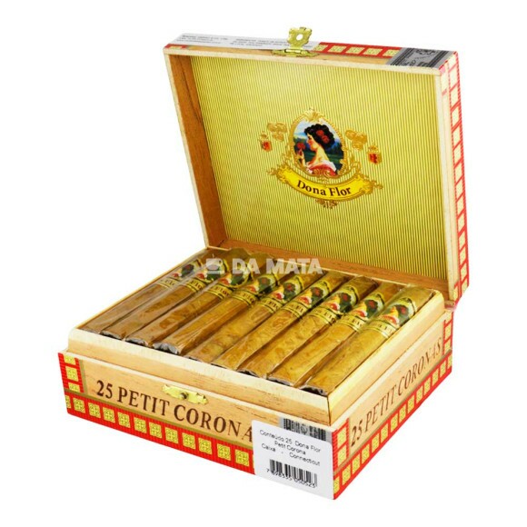 Caixa de Charuto Dona Flor Petit Corona Connecticut de lado tabacaria da mata