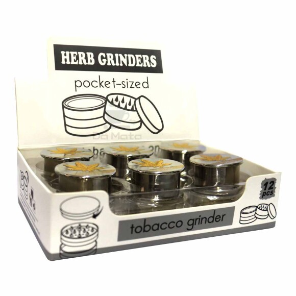 Caixa de Dichavador de Metal Pequeno 3 Partes D&K Gold Cannabis 