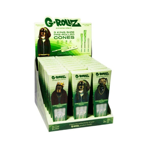 Caixa de Cone G-Rollz Pets Rock King Size Bio Green Hemp