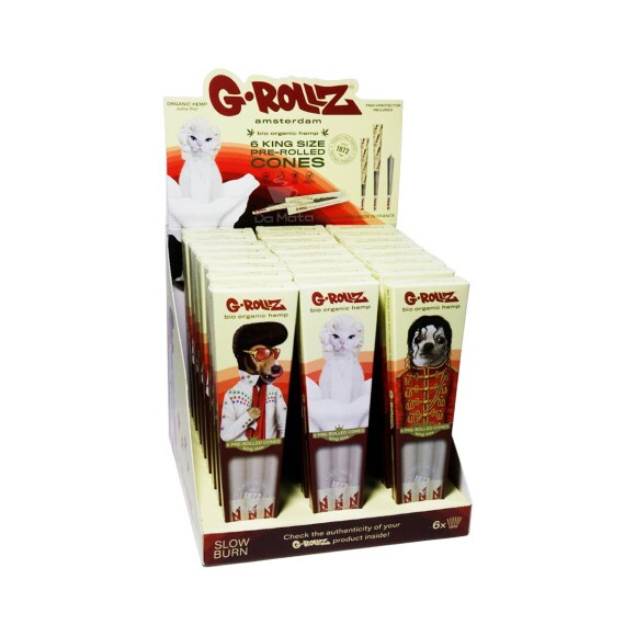 Caixa de Cone G-Rollz Pets Rock King Size Bio Organic Hemp