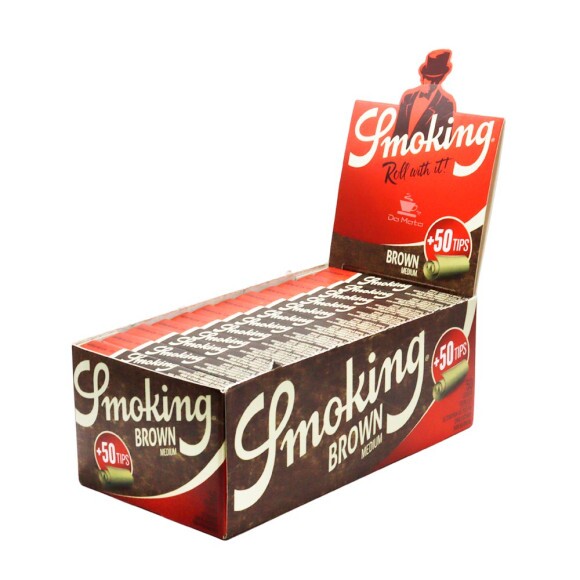 Caixa de Seda Smoking Brown c/ Piteira Medium