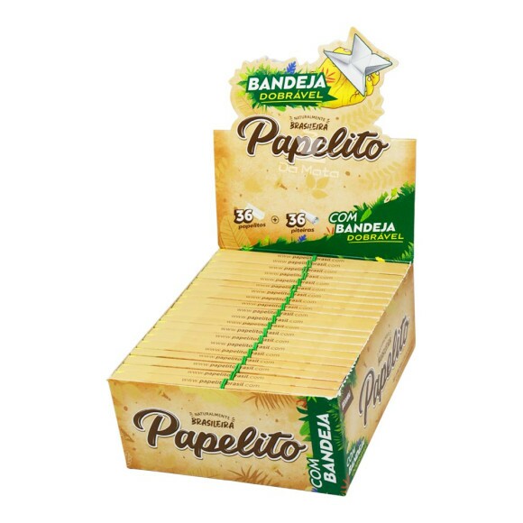 Caixa de Seda com Piteira e Bandeja Papelito Brown King Size