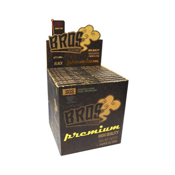 Caixa de Seda Bros Black King Size com piteira e pilão