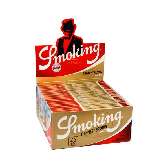Caixa de Seda Smoking Thinnest Brown King Size - 50 Uni.
