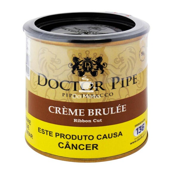 Lata de Doctor Pipe Crème Brulée 50g de frente tabacaria da mata
