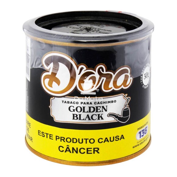 Lata de D'ora Golden Black 50g de frente tabacaria da mata