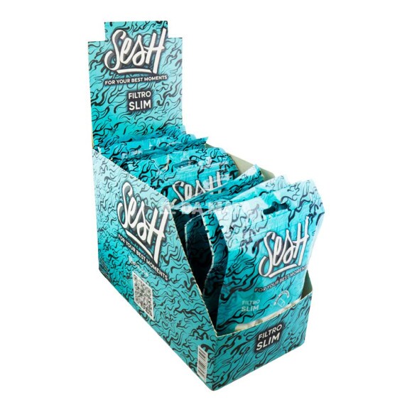 Caixa de Filtro Sesh Slim 6x15mm de lado tabacaria da mata