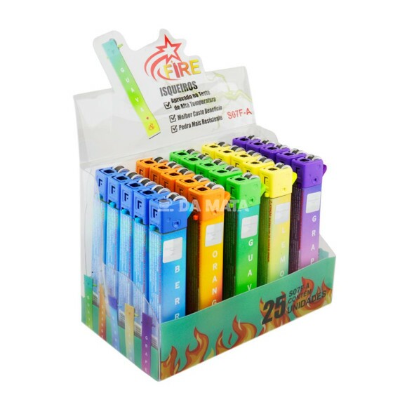 Caixa de Isqueiro Firestar Fruits C/25un de frente tabacaria da mata 