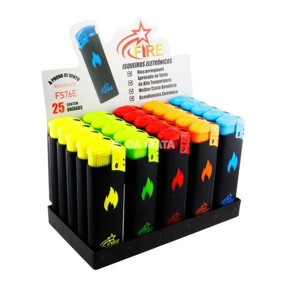 Caixa de Isqueiro Maçarico Firestar Wind-Proof C/25un de lado tabacaria da mata