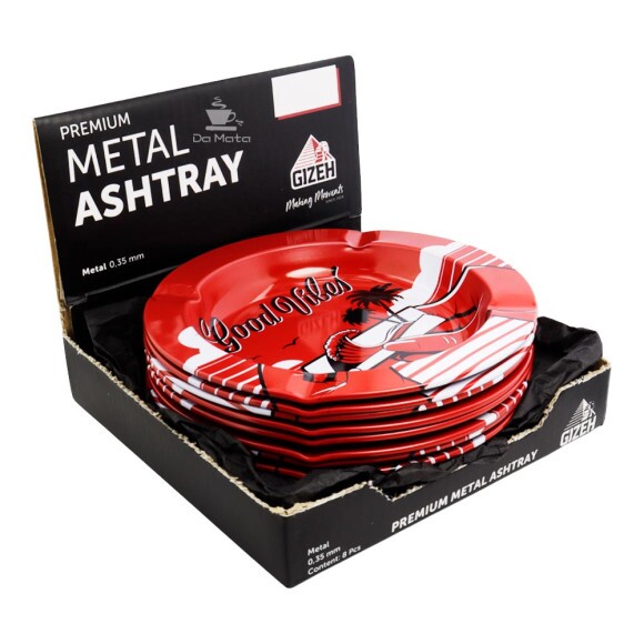 Caixa de Cinzeiro Gizeh Metal Good Vibes de lado