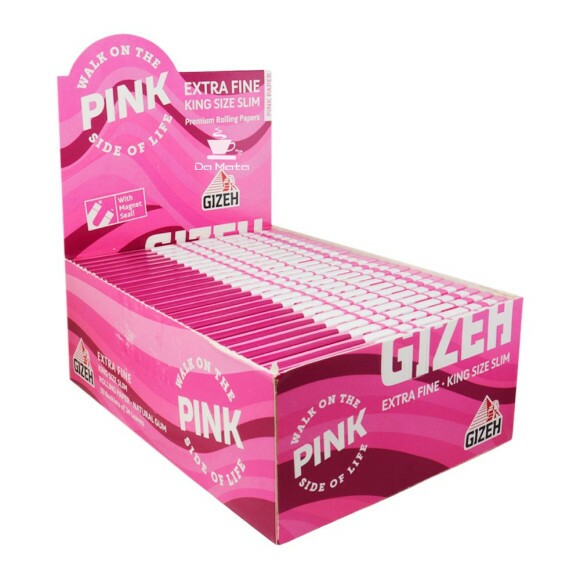 Caixa de Seda Gizeh Pink King Size Slim de lado