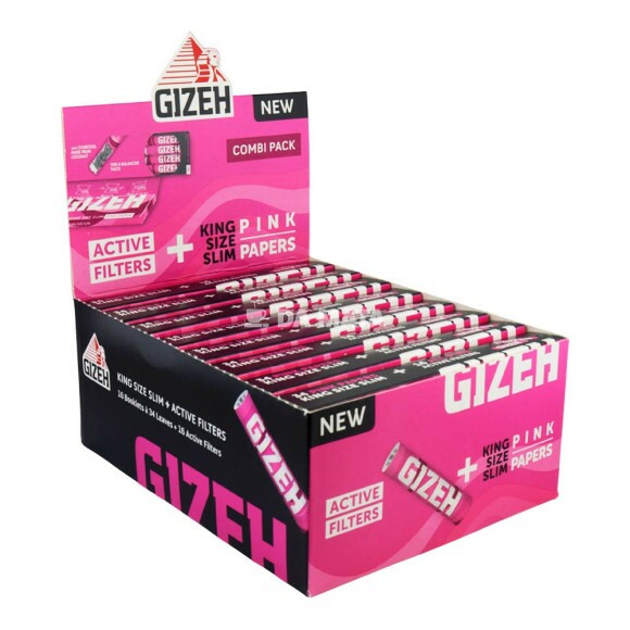 Caixa de Seda Gizeh Pink King Size + Filtro Carvão de lado tabacaria da mata