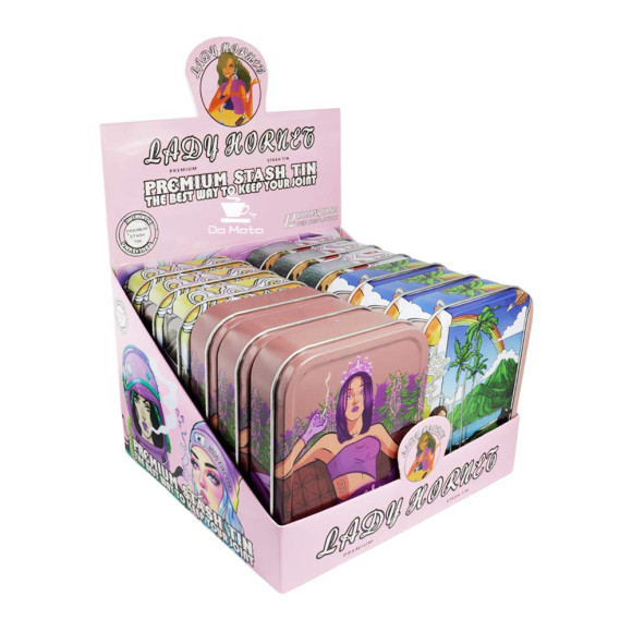 Caixa de Lata Metal Lady Hornet de lado