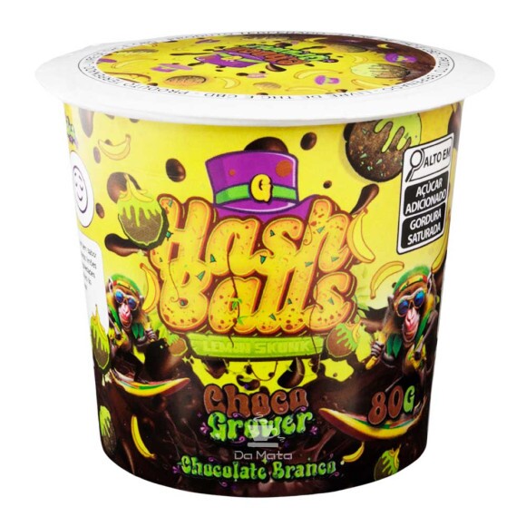 Copo ChocoGrower Hash Balls Chocolate Branco 80g de frente